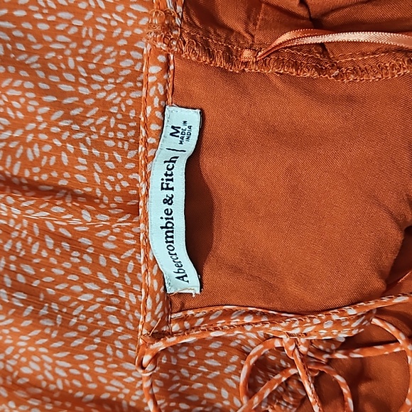 Abercrombie & Fitch Corset Tie Back Dress Orange White M - Picture 16 of 16